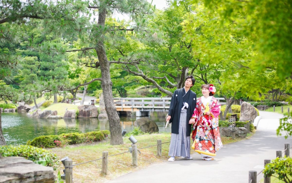 友人も一緒に選んだピンクの色打掛❤