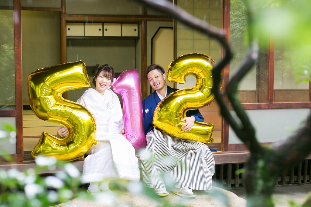 雨の雫が美しい前撮り