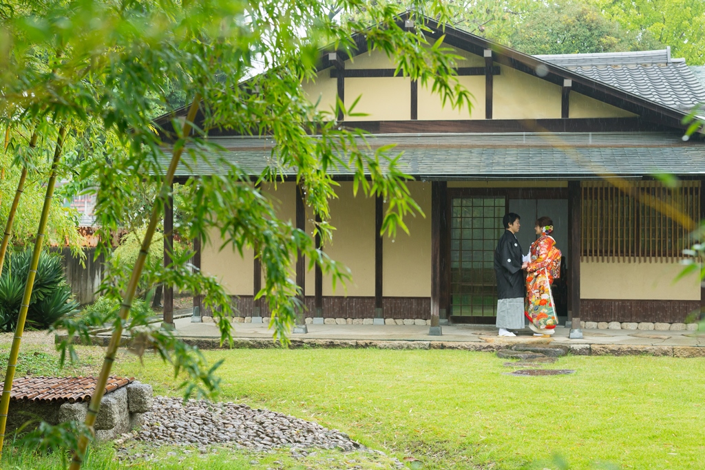 雨がロマンチックな和装前撮り