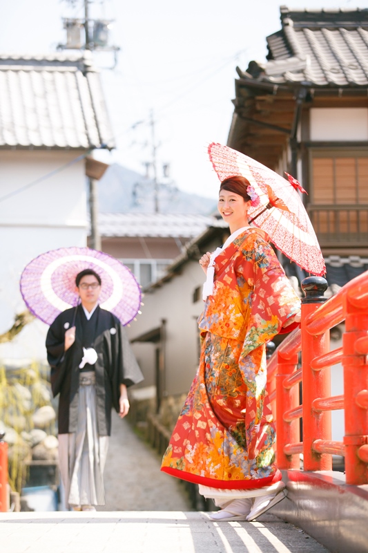 郡上八幡の有名スポットで撮った結婚写真