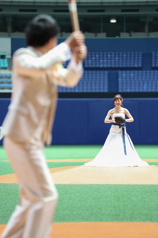 そして新婦さんのピッチング