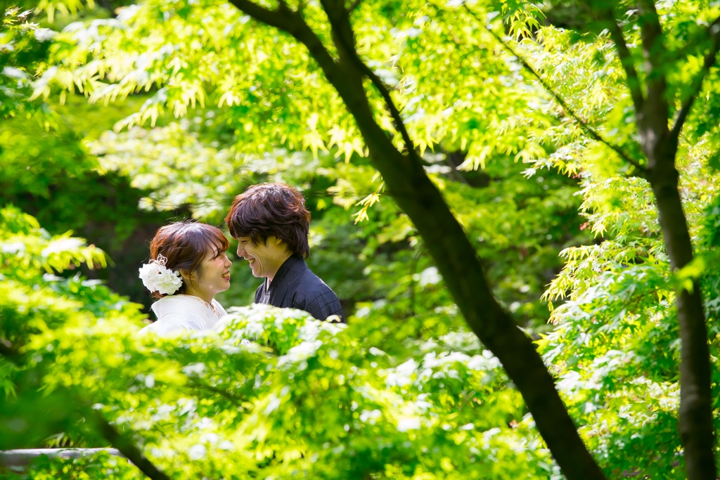 色鮮やかな新緑に囲まれてロケーション和装撮影in徳川園