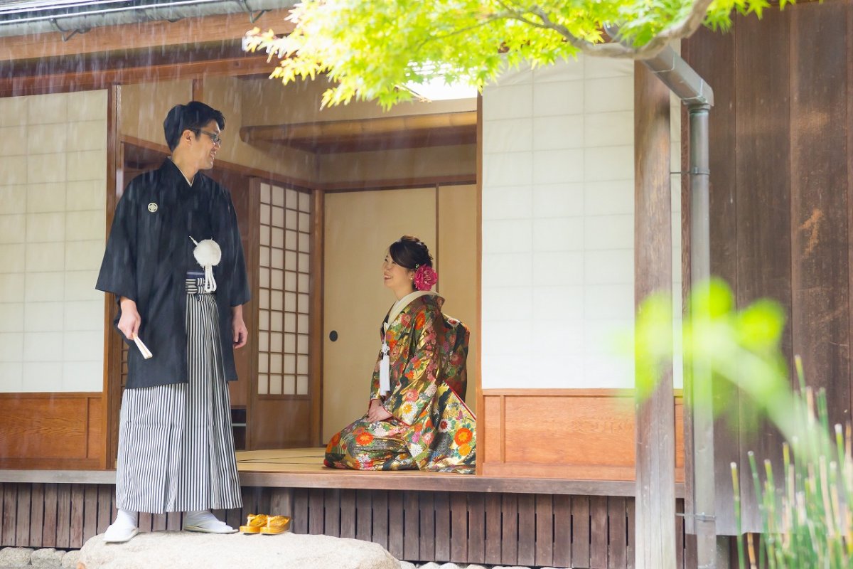 雨の雫も美しい和装前撮り撮影