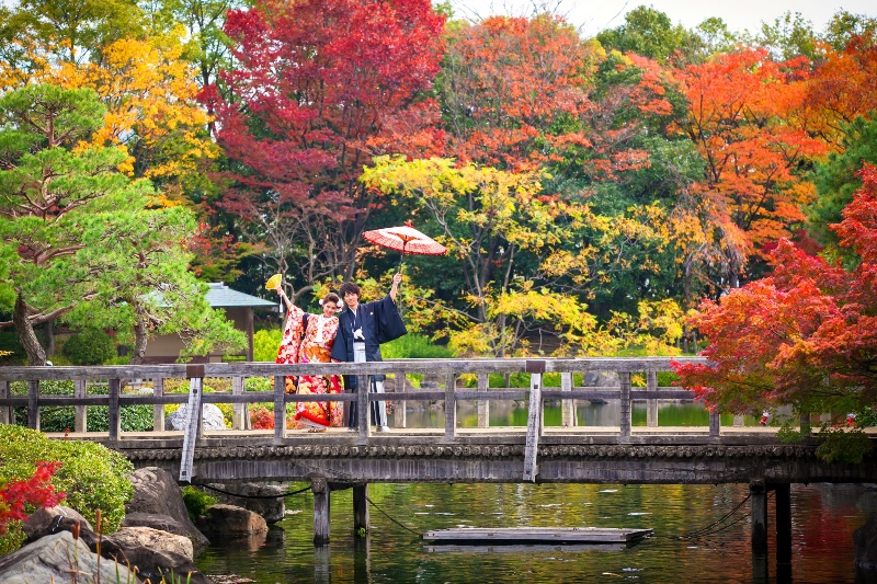 紅葉で前撮り