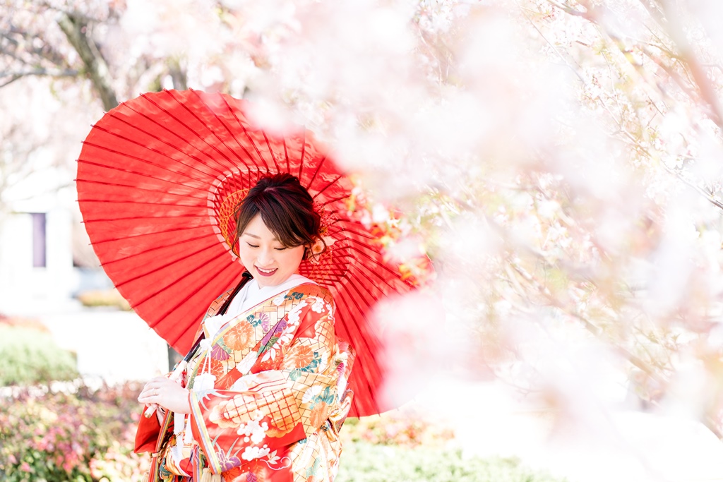 桜の徳川園で前撮りフォト