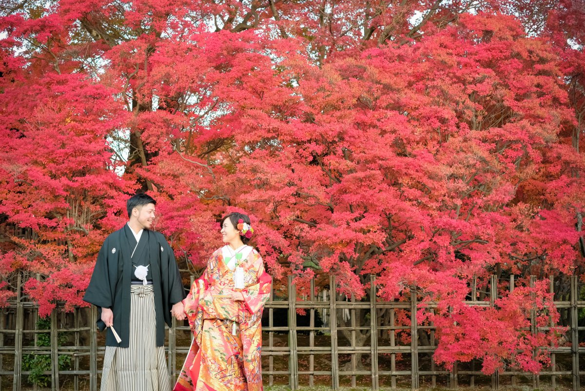 紅葉の季節に和装でパシャリ☆