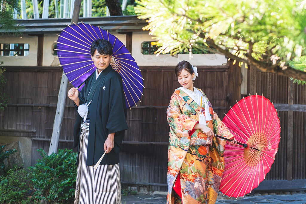 和傘で一気にな華やかに