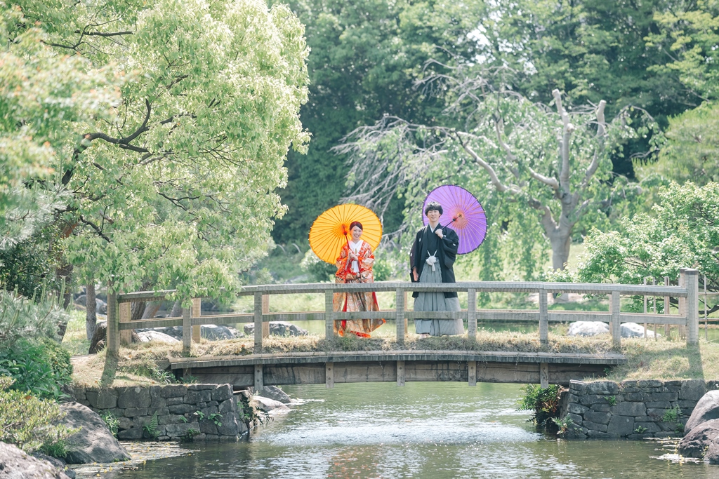 緑が綺麗な白鳥庭園で楽しい和装ロケーション撮影♬