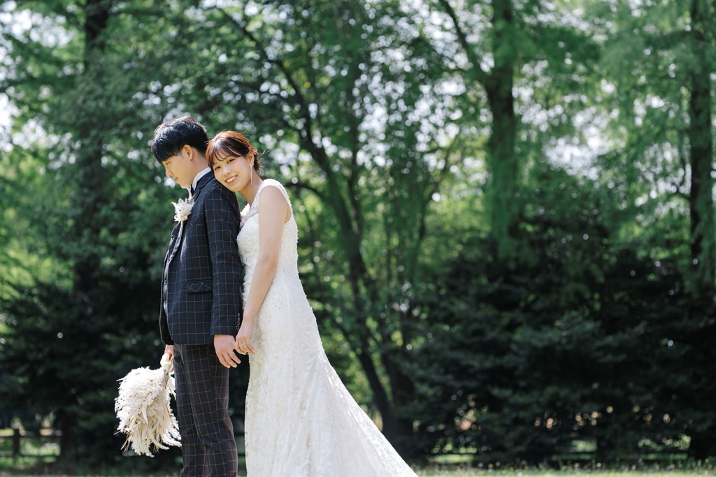 自然いっぱいな庄内緑地公園で、ナチュラルな前撮り撮影♡