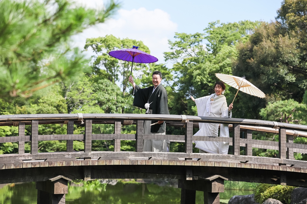 厳しい暑さもアイデア次第で快適に！白鳥庭園で素敵な前撮りを♡