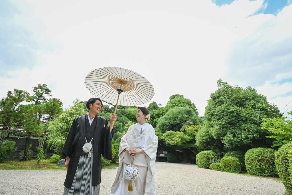 夏の青空に囲まれて、白無垢で楽しい前撮り(^▽^)/