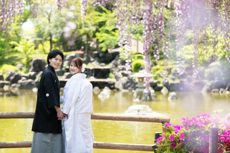 藤の花と前撮り撮影