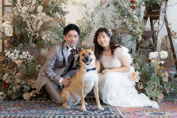 愛犬と家族撮影