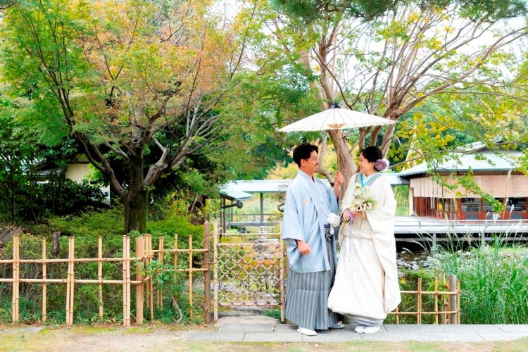 白鳥庭園　和傘　ブーケ
