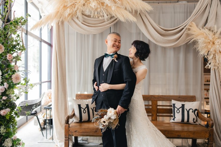 ウェディングドレスで前撮り