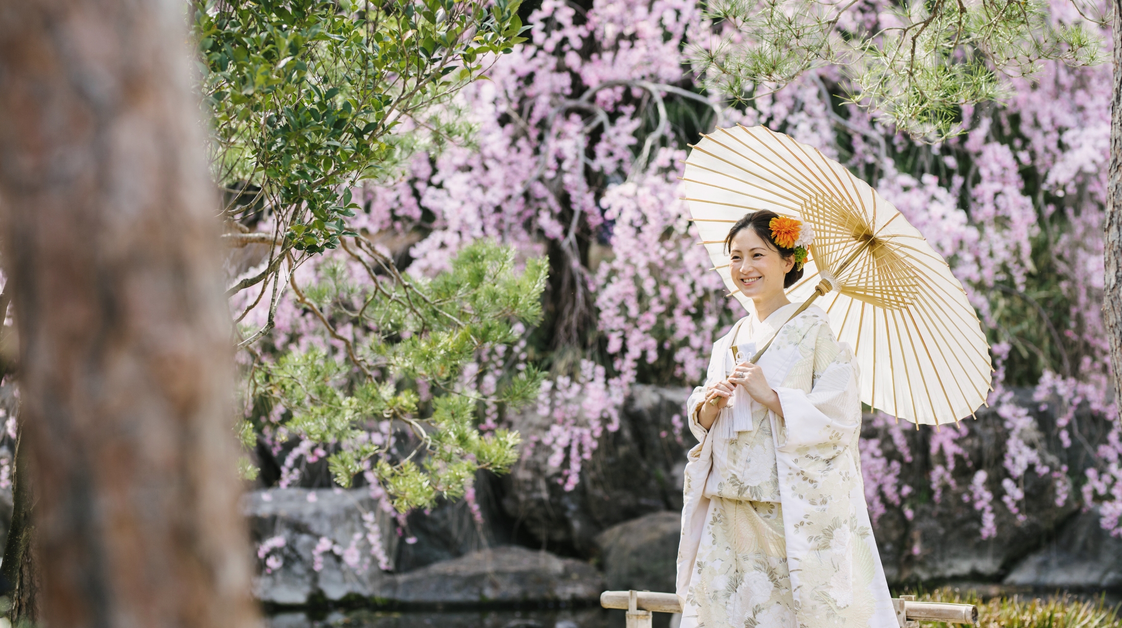桜の和装前撮りフォトウェディング
