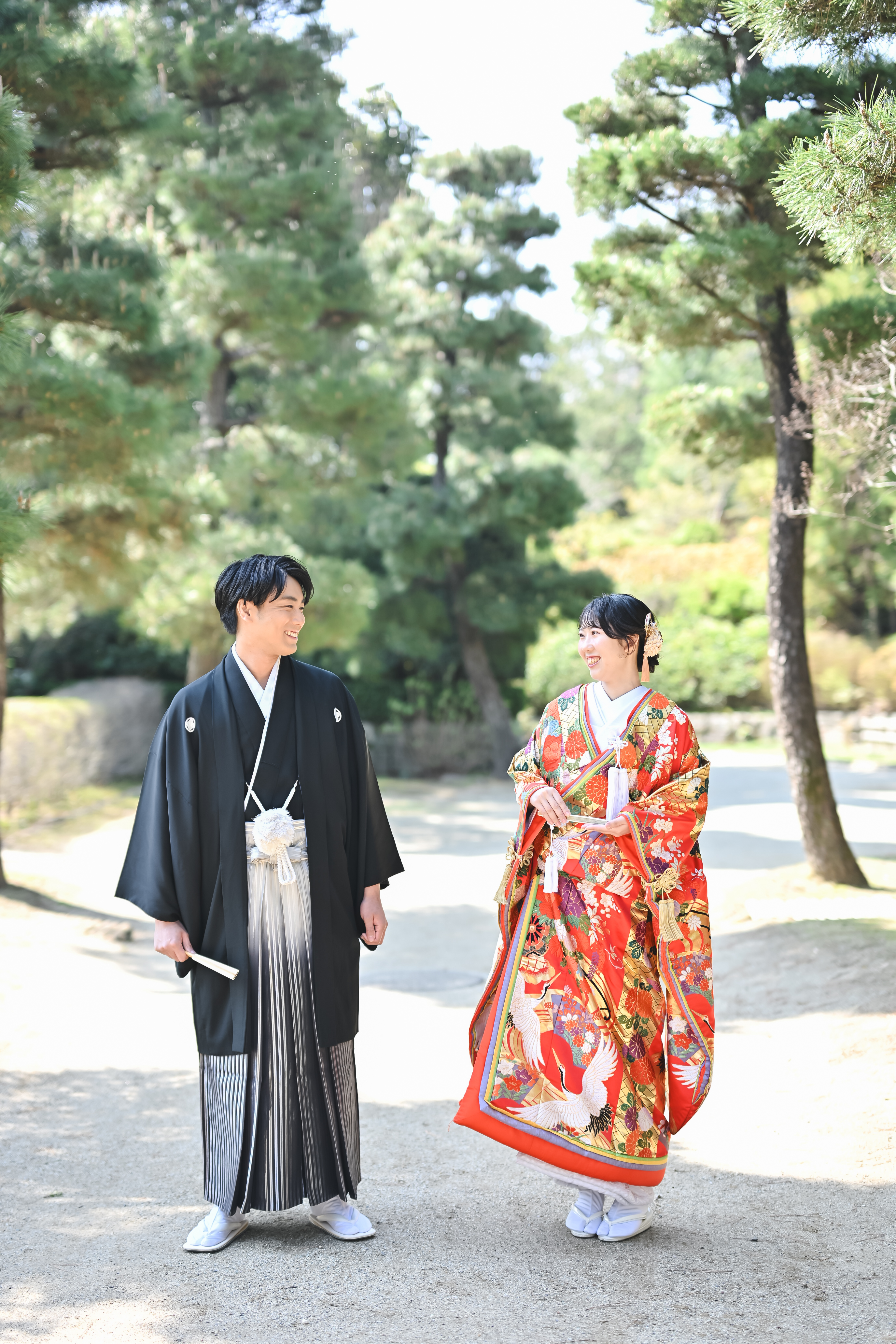 秋の紅葉と色打掛の前撮り写真