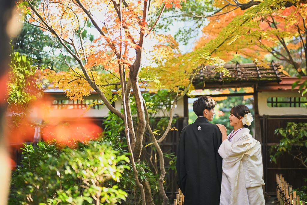 東山荘の日本庭園と紅葉