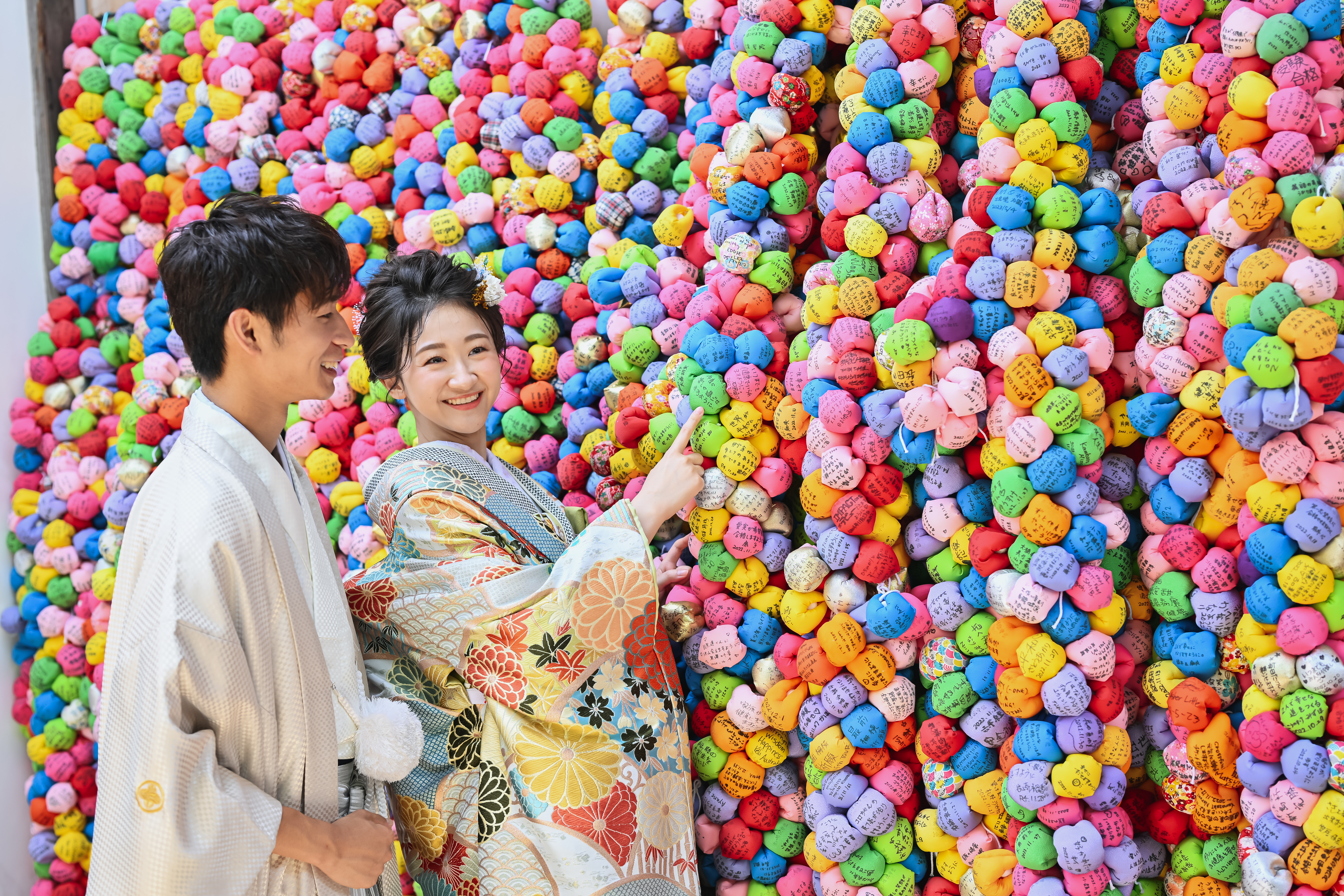 嵐山の竹林で和装姿の新郎新婦