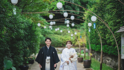 日本の花嫁らしく凛と美しく♡白鳥庭園で残す特別な一日